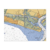 Oak Island, NC Nautical Chart Postcard