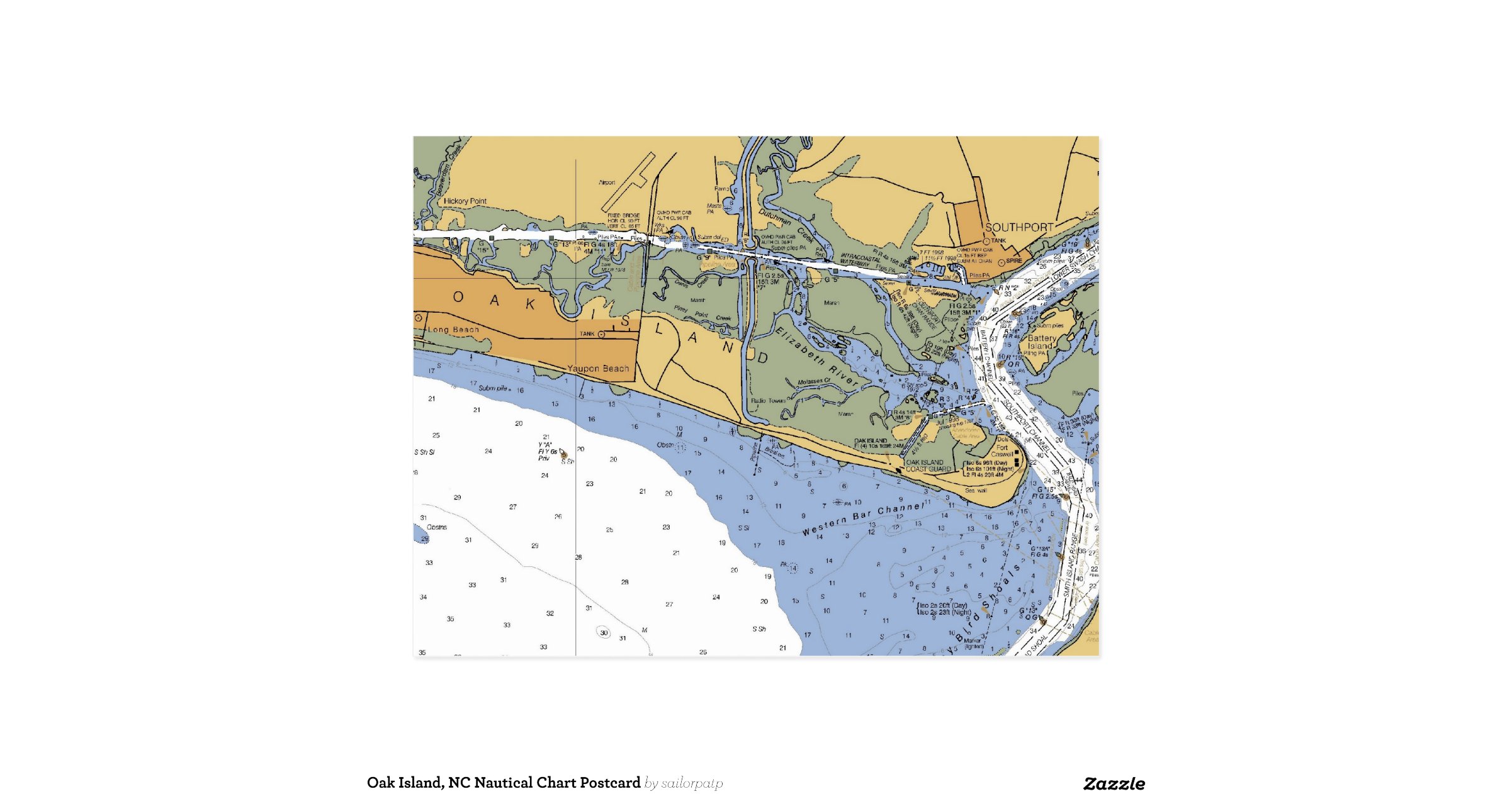 oak_island_nc_nautical_chart_postcardr742ec4e0fac24d2594e3b1c3574410a1