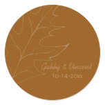 Oak Leaf Autumn Wedding Envelope Seal Round Stickers