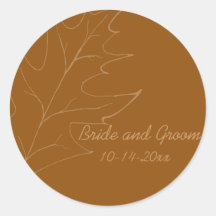 Oak Leaf Autumn Wedding Envelope Seal Round Stickers