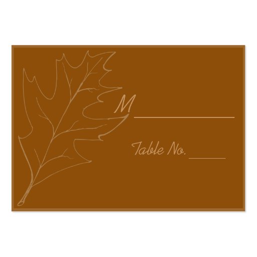 Oak Leaf Autumn Wedding Place Cards Business Card Template (front side)