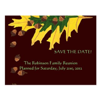 Oak Leaves and Acorn Family Reunion Save the Date Postcard