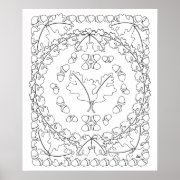 Oak Leaves Art Poster Ready to Color