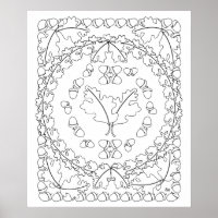 Oak Leaves Art Poster Ready to Color