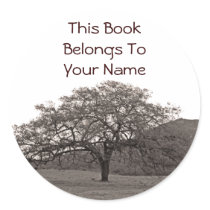 Oak Tree Bookplate Sticker