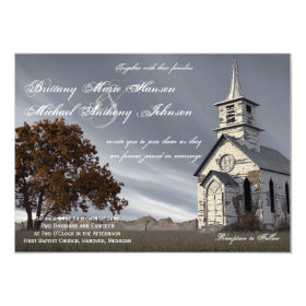 Oak Tree Country Church Wedding Invitation