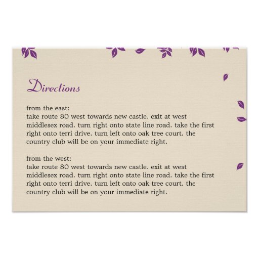 Oak Tree Directions Card Invitations