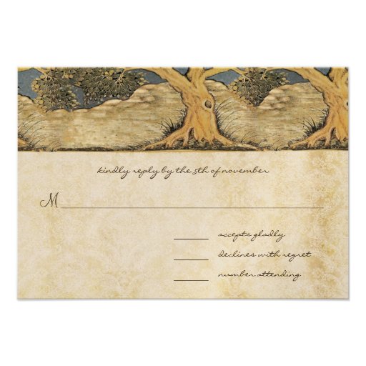 Oak Tree Distressed Damask Metallic Elegance Personalized Invitations