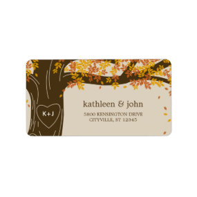 Oak Tree Fall Wedding Address Labels label