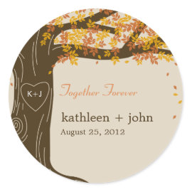 Oak Tree Fall Wedding Favor Sticker Sticker