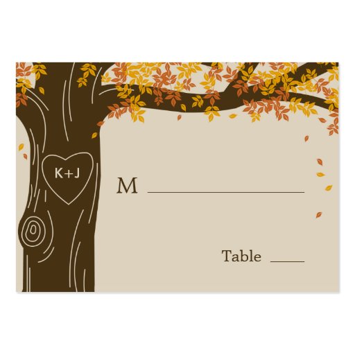 Oak Tree Fall Wedding Flat Place Cards Business Cards (front side)