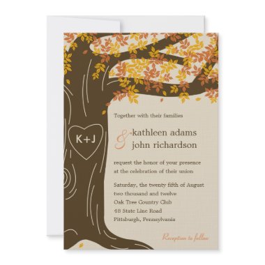 Oak Tree Fall Wedding Invitation invitation