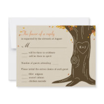 Oak Tree Fall Wedding RSVP Card w/ Menu Selection Custom Invitations