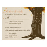Oak Tree Fall Wedding RSVP Card w/ Menu Selection Custom Invitations