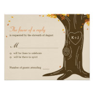Oak Tree Fall Wedding RSVP / Response Card Custom Announcements