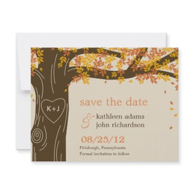 Oak Tree Fall Wedding Save The Date Card invitation