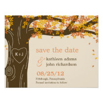 Oak Tree Fall Wedding Save The Date Card Announcement