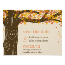 Oak Tree Fall Wedding Save The Date Card Announcement