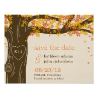 Oak Tree Fall Wedding Save The Date Card Announcement