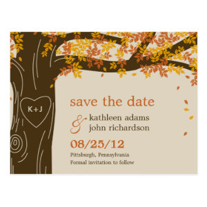 Oak Tree Fall Wedding Save The Date Postcard Postcards
