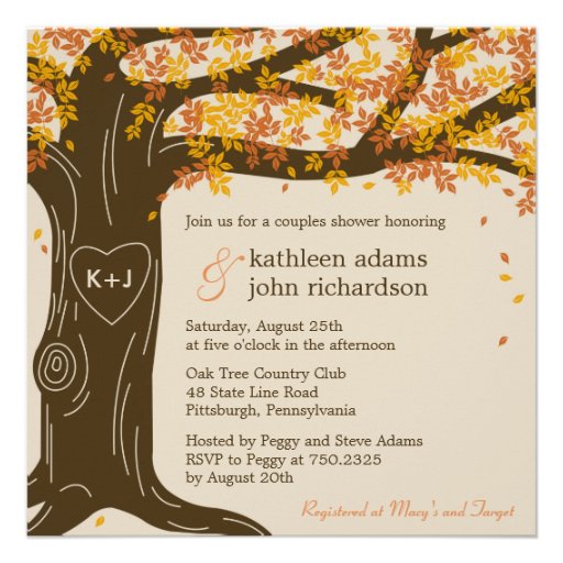 Oak Tree Fall Wedding Shower Invitation (front side)