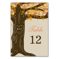 Oak Tree Fall Wedding Table Number Card Table Card