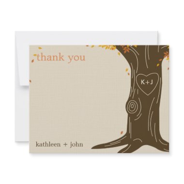 Oak Tree Fall Wedding Thank You Card invitation