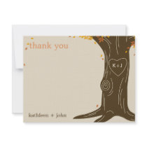 Oak Tree Fall Wedding Thank You Card Personalized Invites
