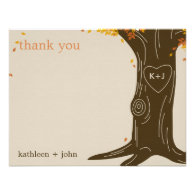 Oak Tree Fall Wedding Thank You Card Personalized Invites
