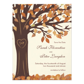 Oak Tree Heart Save the Date Wedding Card Personalized Invitations