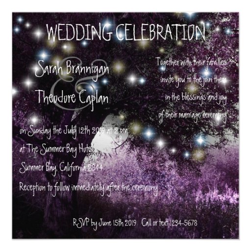 Oak Tree night lights wedding Invites