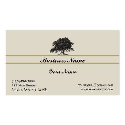 Oak Tree Plantation in Gold Business Card (front side)