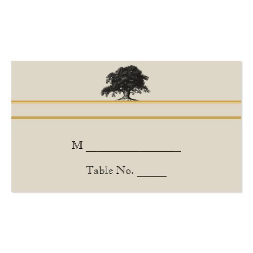 Oak Tree Plantation in Gold Wedding Place Cards Business Card (front side)