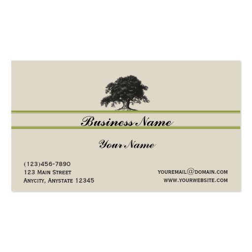 Oak Tree Plantation in Green Business Card (front side)