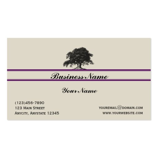 Oak Tree Plantation in Purple Business Card (front side)