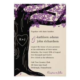 Oak Tree Purple Wedding Invitation Personalized Announcements