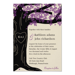 Oak Tree Purple Wedding Invitation 5