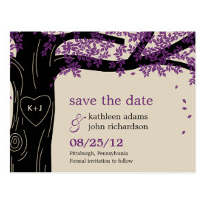 Oak Tree Purple Wedding Save The Date Postcard Postcard