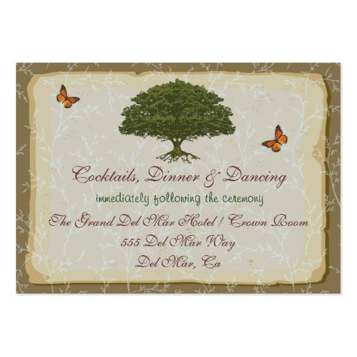 Oak Tree Reception Enclosure Card Business Cards (front side)