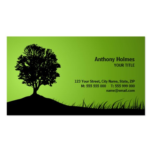 Oak Tree Silhouette business card (front side)