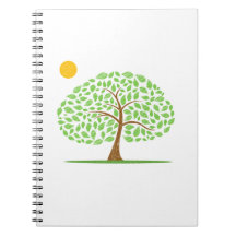 oak tree sun scribbled ecology design.png spiral notebook