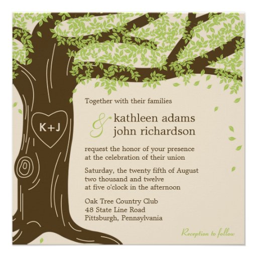Oak Tree Wedding Invitation (front side)