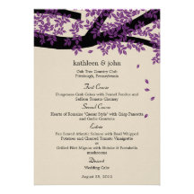 Oak Tree Wedding Menu Card Announcements