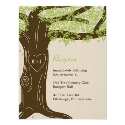 Oak Tree Wedding Reception Card Custom Invites