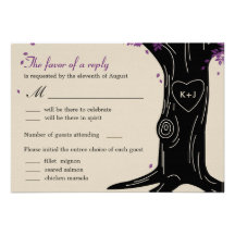 Oak Tree Wedding RSVP Card w/ Menu Selection Personalized Invitation