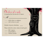 Oak Tree Wedding RSVP Card with Menu - Fuchsia invitations