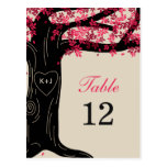Oak Tree Wedding Table Number Card - Fuchsia postcards