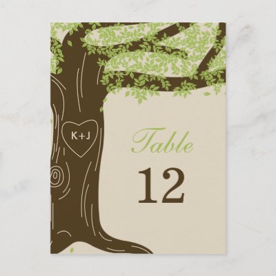Oak Tree Wedding Table Number Card Postcards