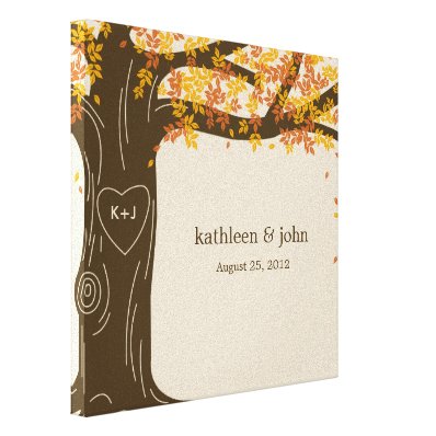 Oak Tree Wrapped Canvas Art - Orange