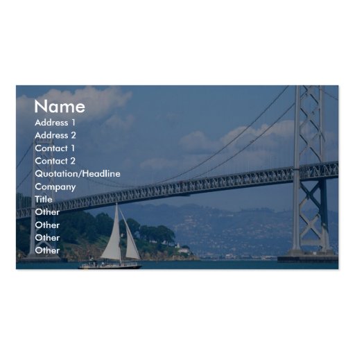 Oakland Bay Bridge with sailboat, San Francisco, C Business Cards (front side)